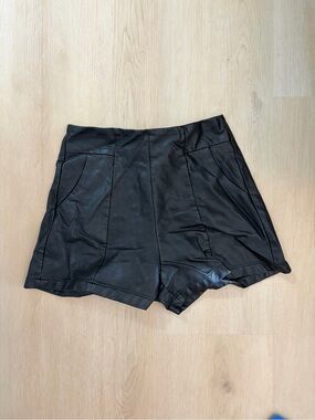 Amazon Black High-Waist Faux Leather Shorts